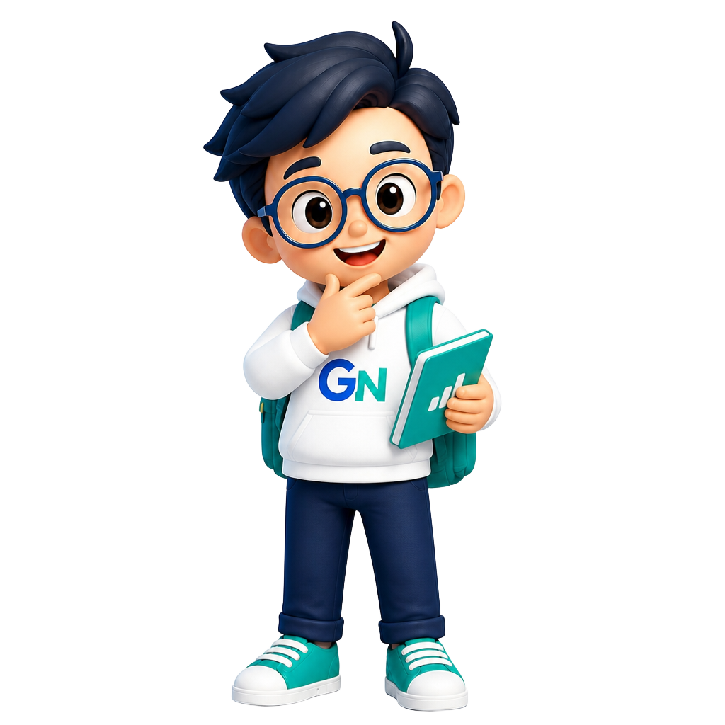 GradeNeeded mascot thinking with a small tablet