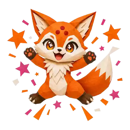 Ko jumping among paper stars, animated sticker