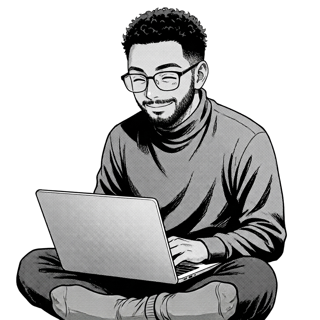 3D mascot with laptop